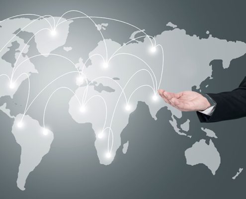 business man and international map