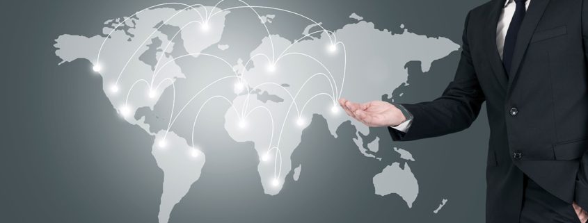 business man and international map