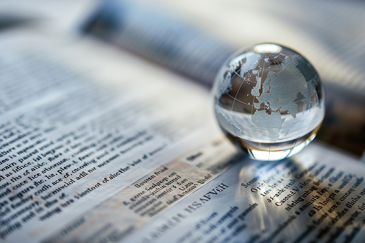Focused shot of a legal document outlining international complia